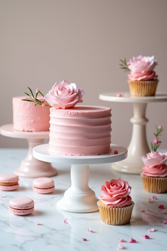 blush themed dessert table display