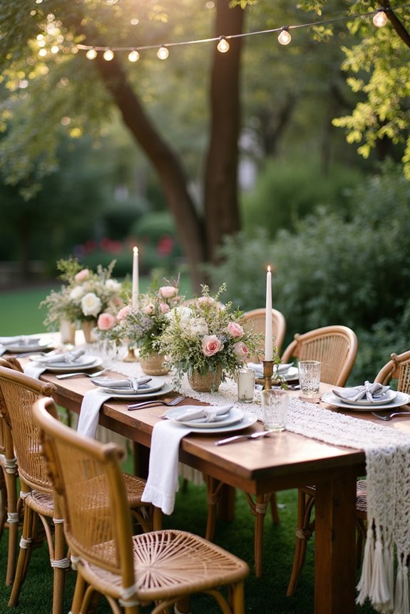 boho brunch under string lights