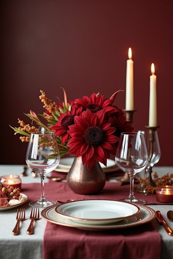 burgundy themed party decor