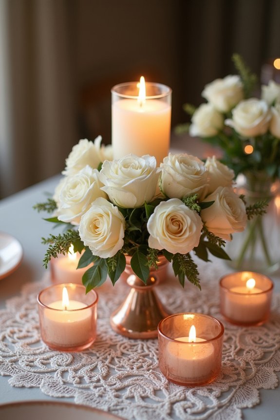 candle and floral centerpieces