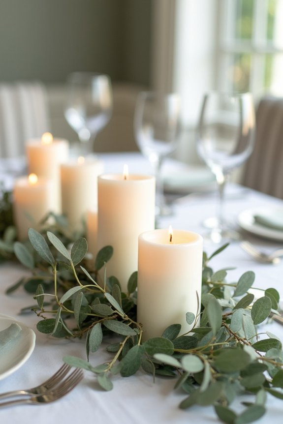 candlelight and natural greenery