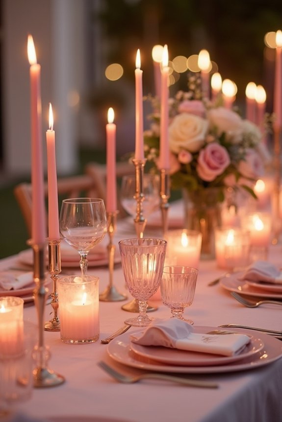 candlelit intimate pink tablescape