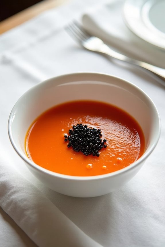 chilled caviar topped gazpacho