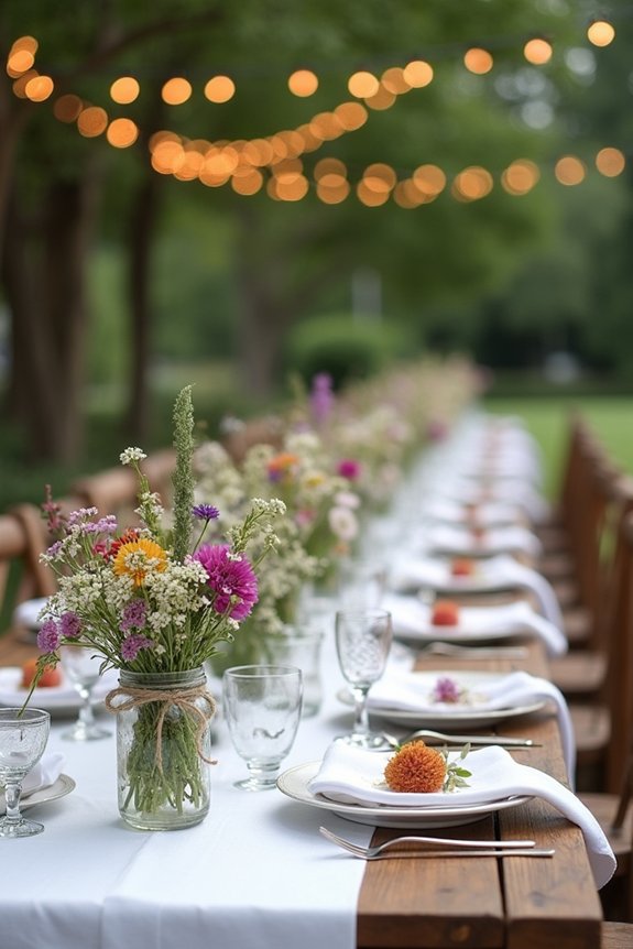 cohesive color scheme centerpieces