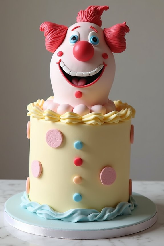 colorful clown cake design