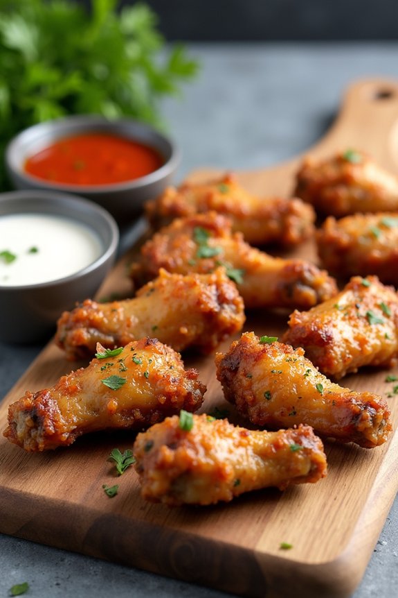crispy wings with sauces