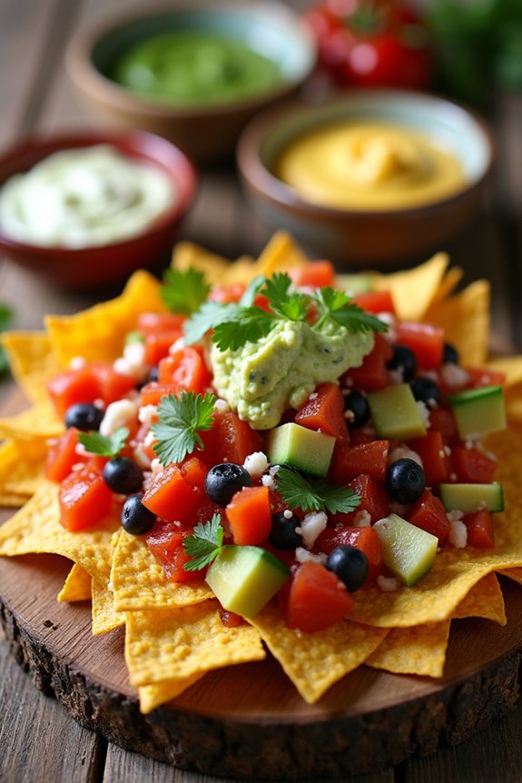 delicious nachos and dips
