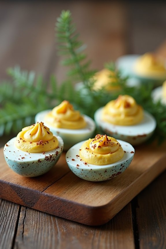 dinosaur themed deviled eggs creation