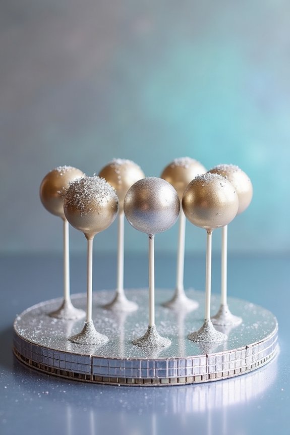 disco ball shimmer cake pops