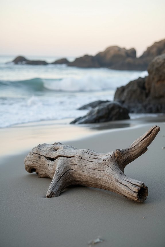 driftwood enhances coastal imagery