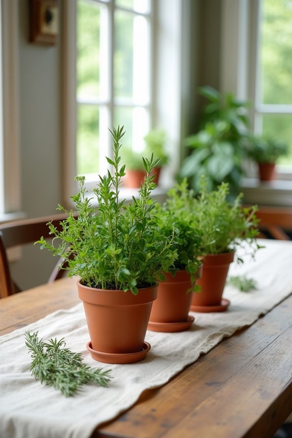 edible centerpiece potted herbs