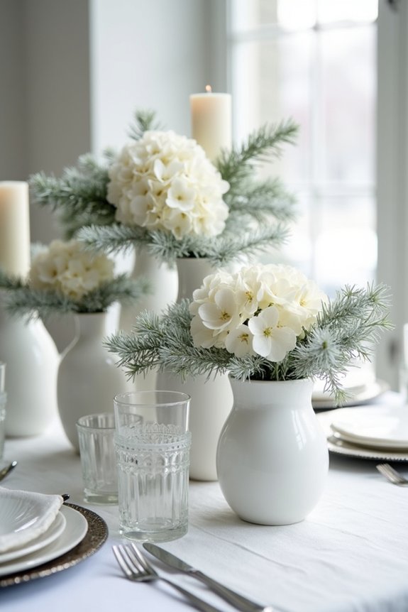 elegant all white centerpieces