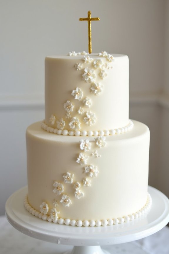 elegant baptism cake decor