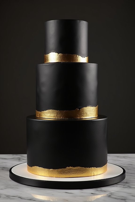 elegant black and gold cake