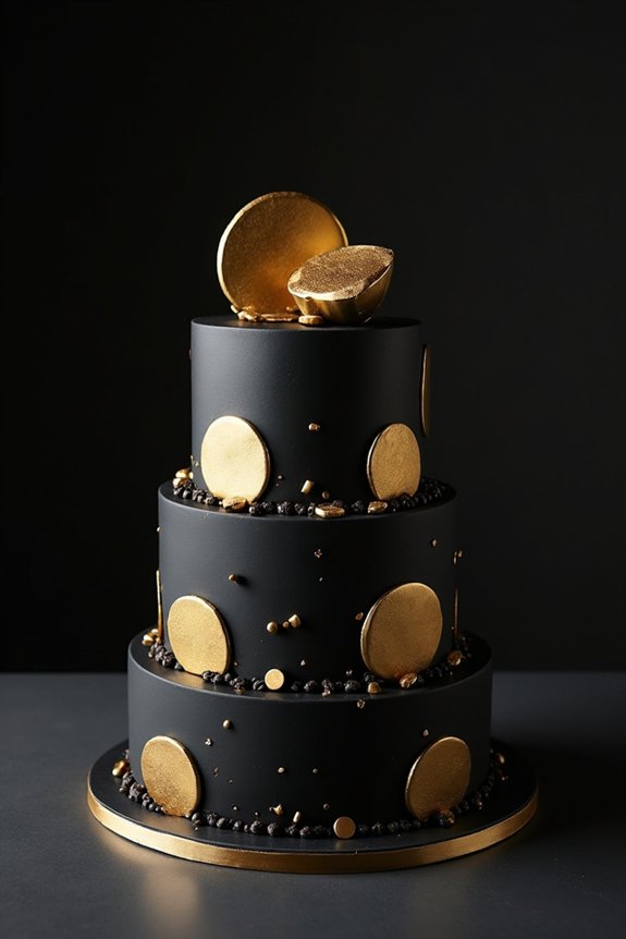 elegant black and gold cake