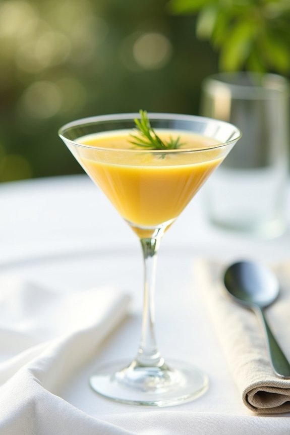 elegant corn bisque presentation