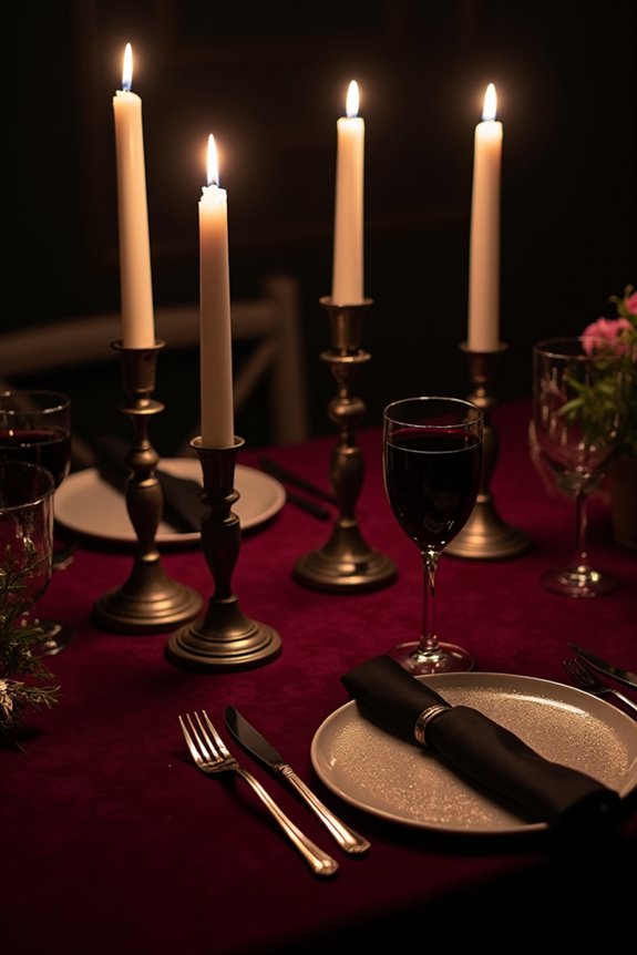 elegant dark linens tablescape