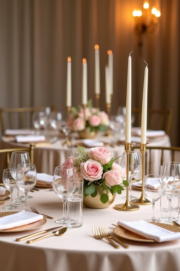 elegant gold and blush centerpieces