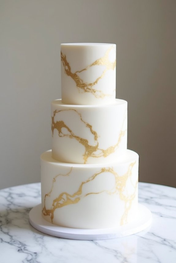 elegant gold marbled cake