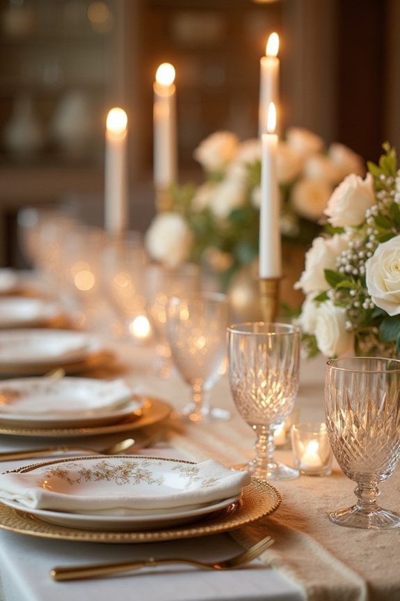 elegant golden anniversary tablescape
