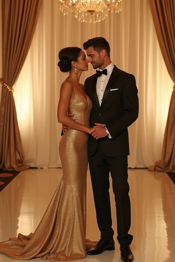 elegant metallic anniversary outfits