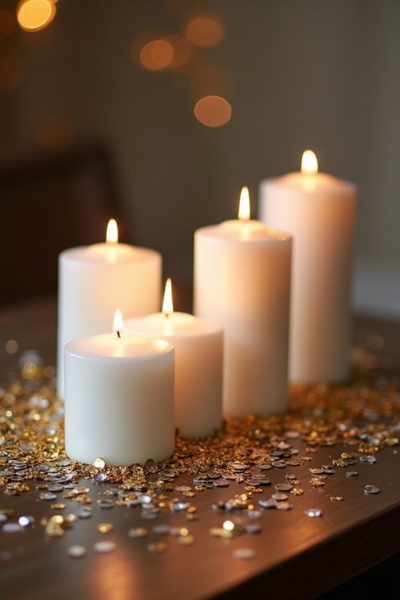 elegant metallic candle display