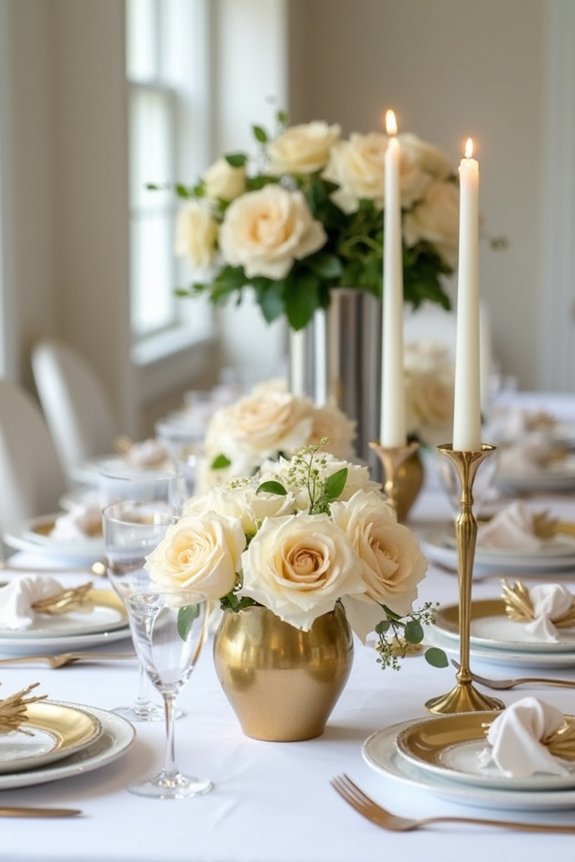 elegant metallic retirement centerpieces