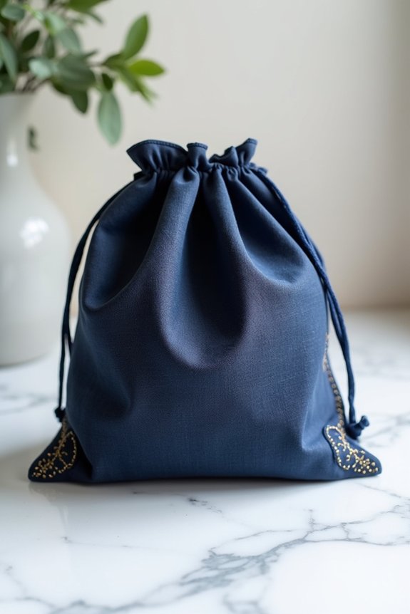 elegant navy linen bags