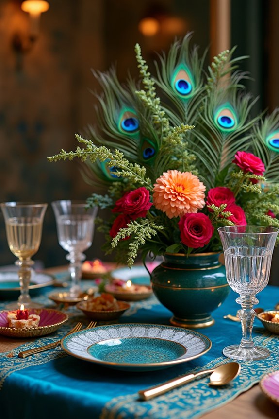 elegant peacock themed decor