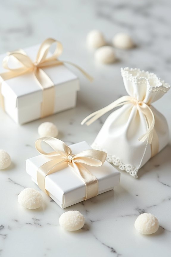 elegant white occasion favors