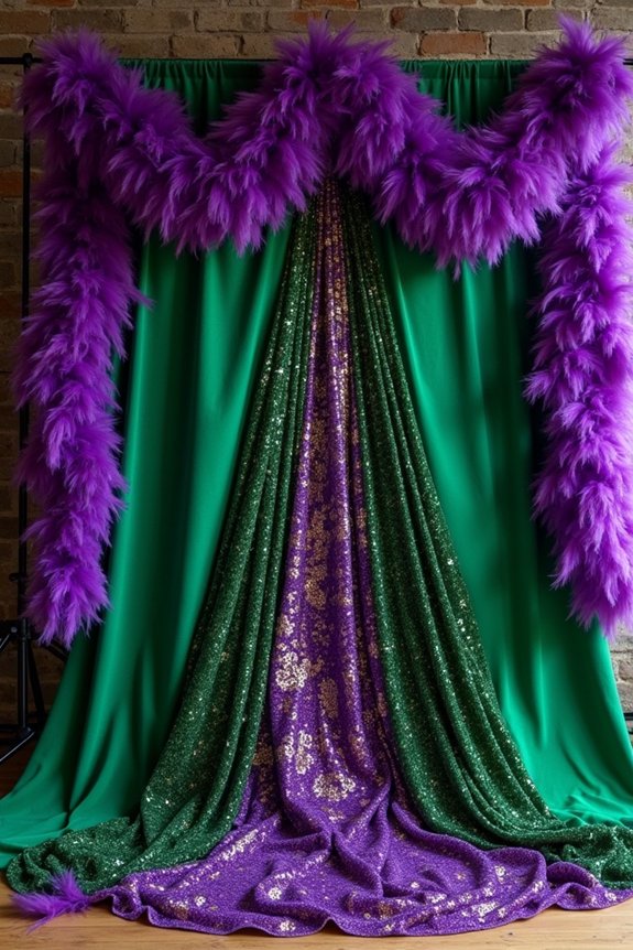 feather and sequin backdrop