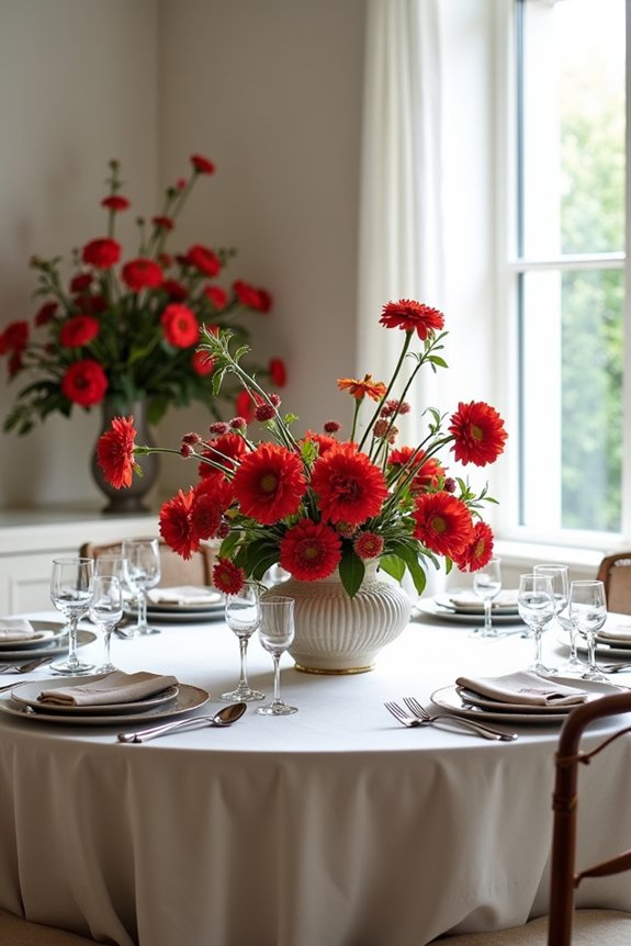 flexible red centerpiece arrangements