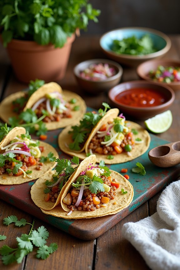 fresh ingredient taco bar display