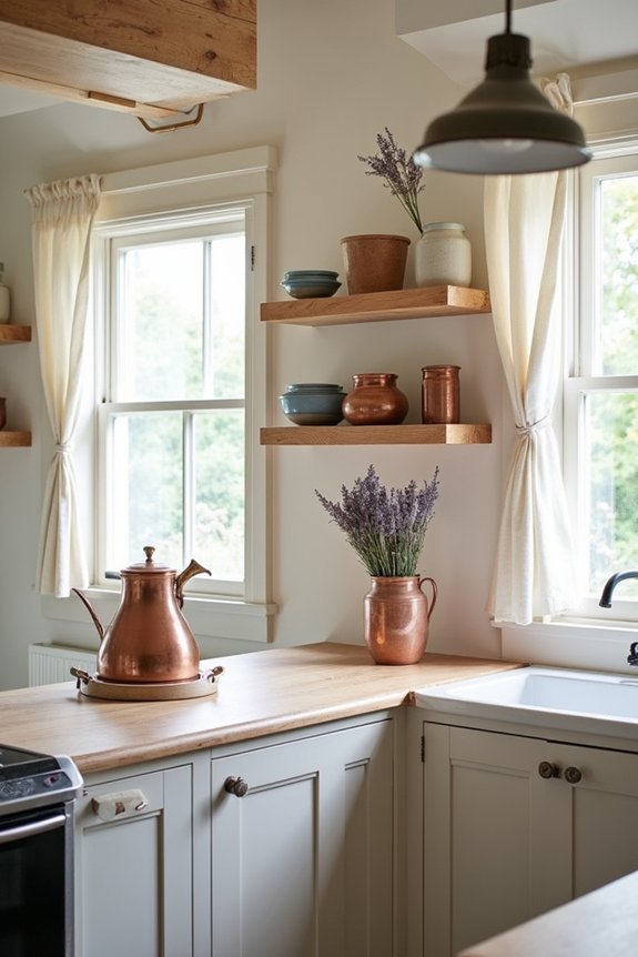 garden inspired open shelving