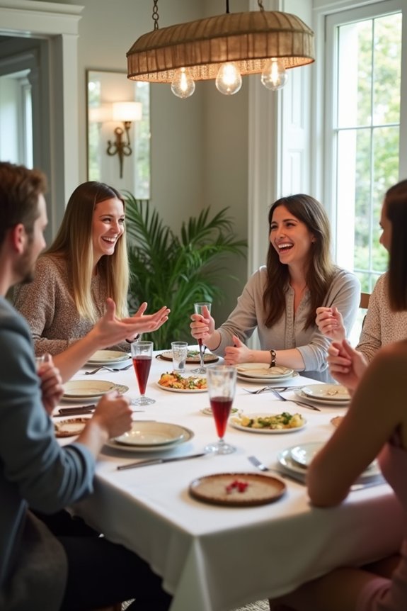 genuine conversation over dinner