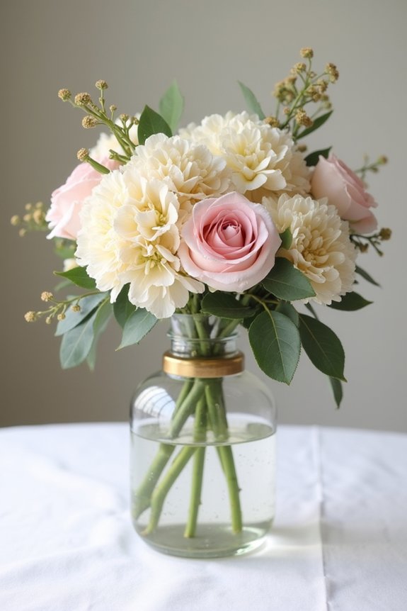gold blush floral centerpiece