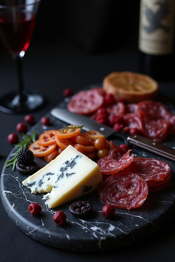 gothic charcuterie board arrangement