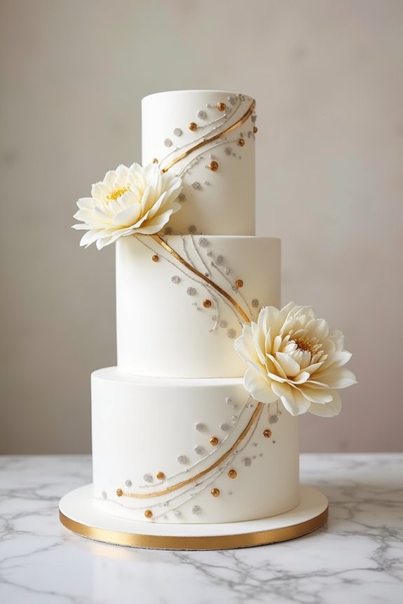 graduation cake with metallic accents