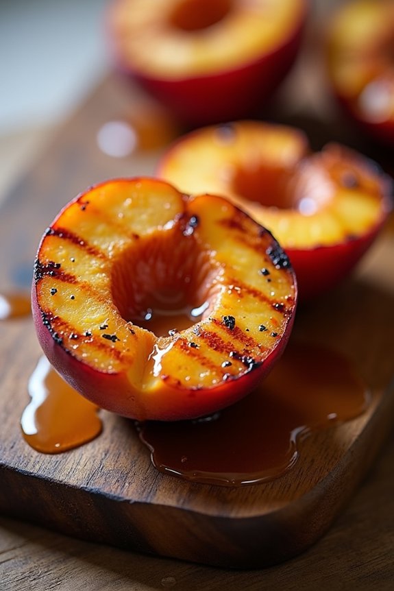 grilled peaches with bourbon caramel