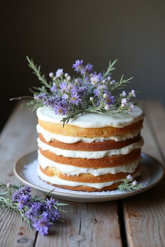 herb infused floral layer cake