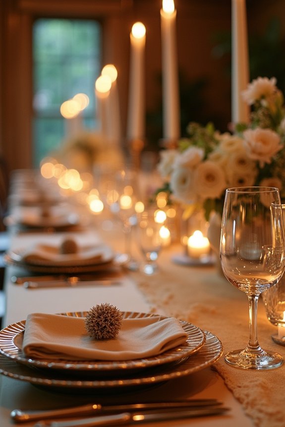 layered linens and metallics