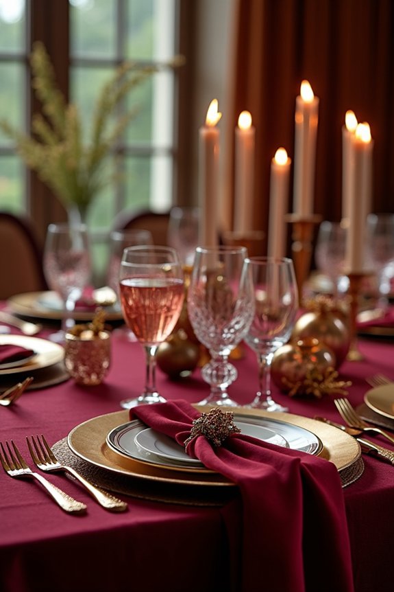 layered metallics enhance burgundy