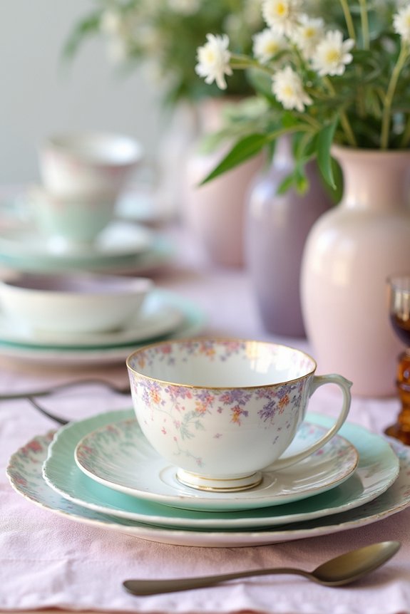 layered pastel tablescape elements