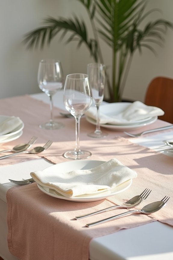 layered textured table linens