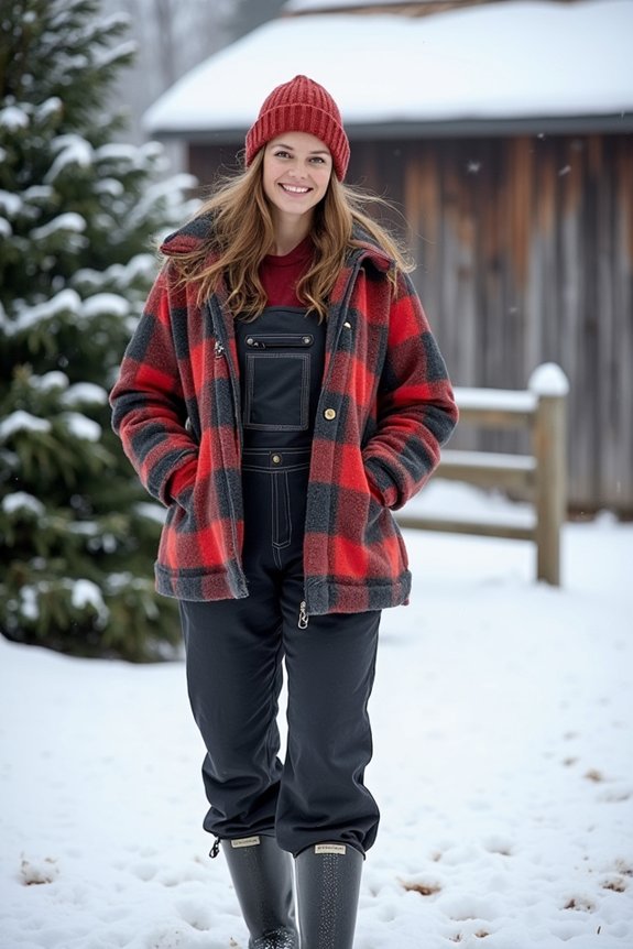 layered winter farm attire