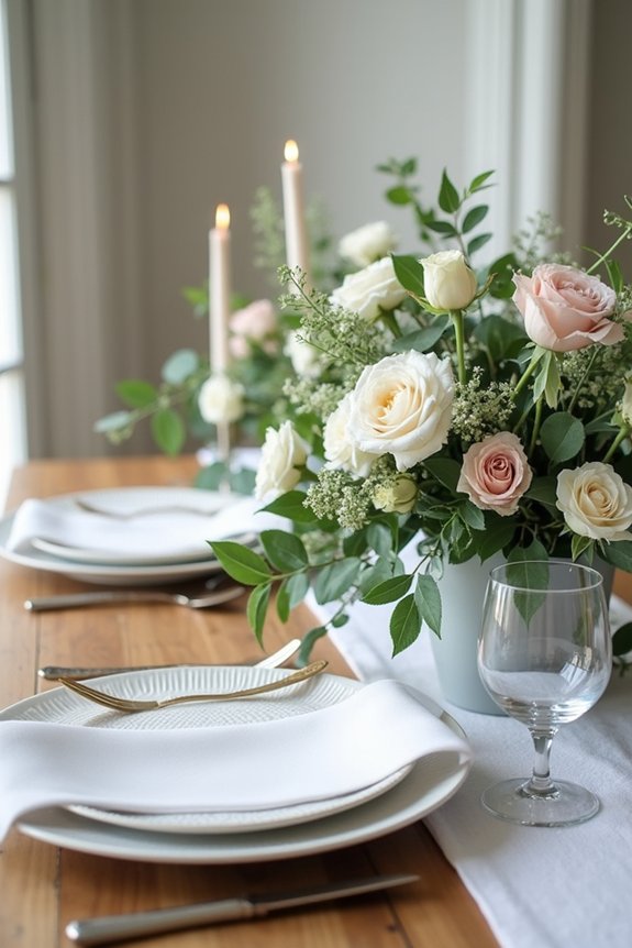 lush floral arrangements and greenery