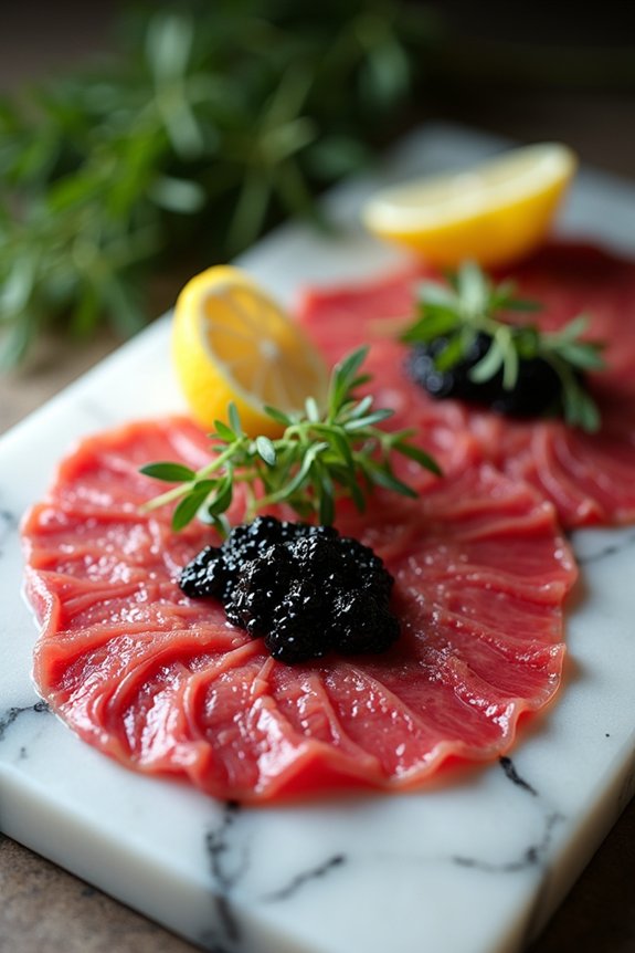 luxurious beef carpaccio starter