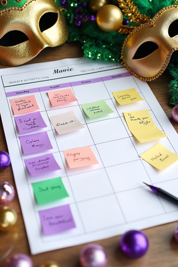 mardi gras planning timeline checklist