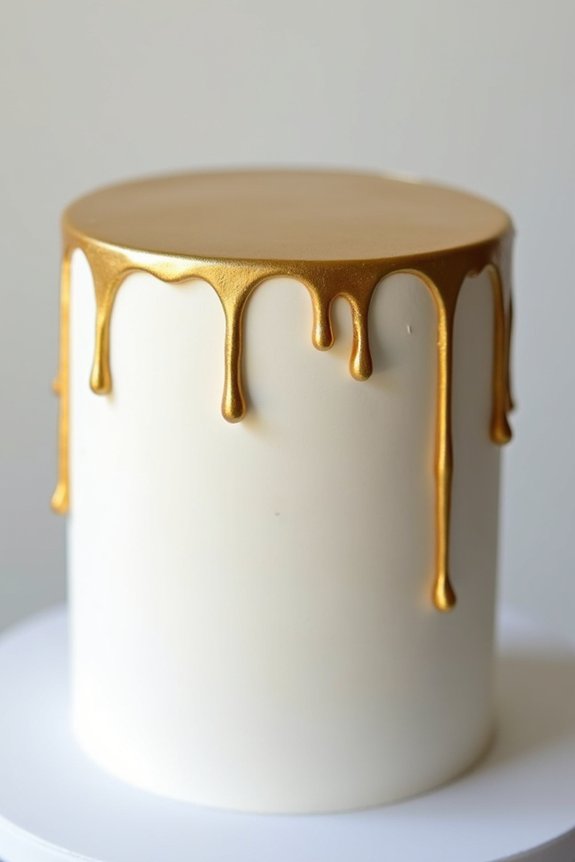 metallic gold drip cake