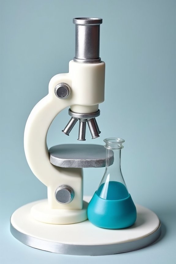 microscope and beaker cake